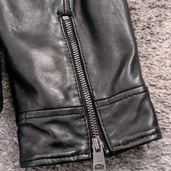 All Saints Zola Black Leather Jacket XXL